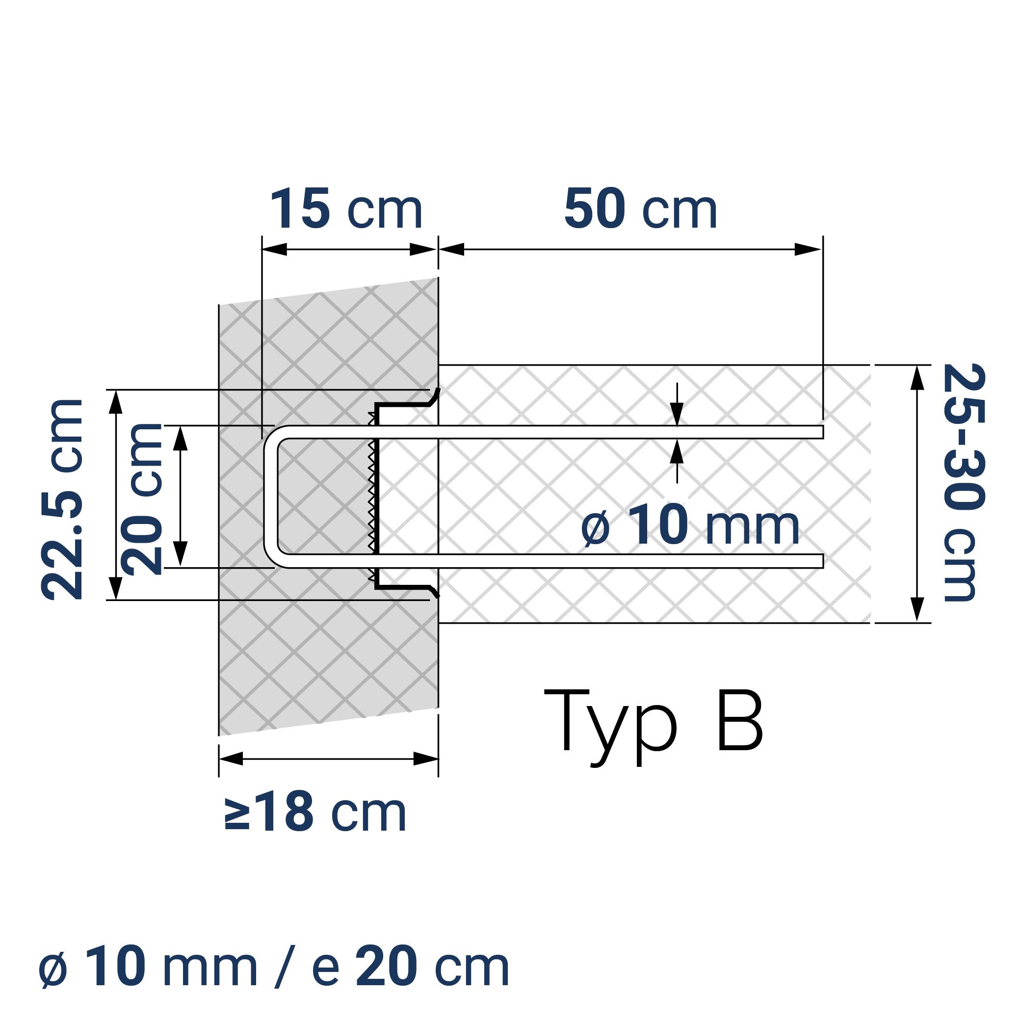 A400100510 7640344578204 BE-BOX® Bewehrungsbox Position 51 | B-20-10/20-h15-lb50 | 125 cm | 6.44 kg/m
